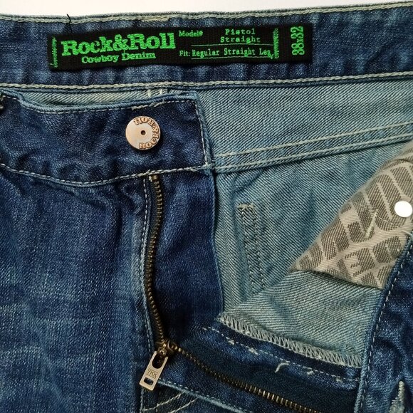 Rock & Roll Cowboy Jean Men Pistol Regular Straight Whiskers 38x32(39x31)MIP8554 - Picture 6 of 16